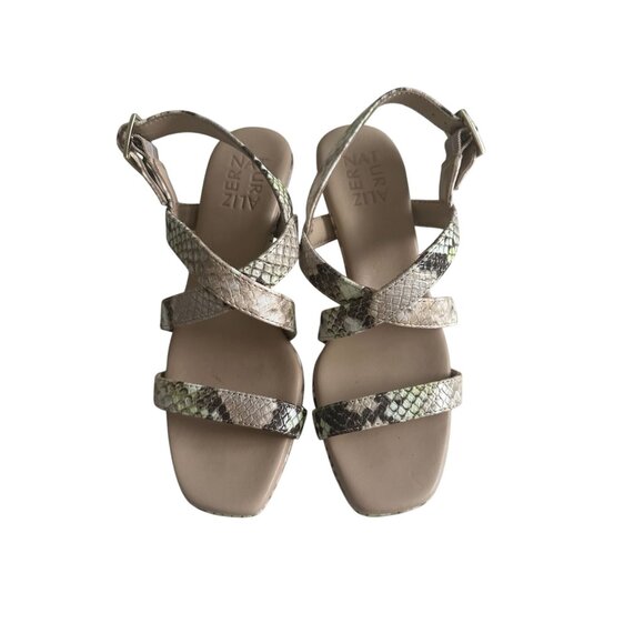 NATURALIZER Snake Print Multicolor Leather Sandals Heels Size 5 - Picture 2 of 8